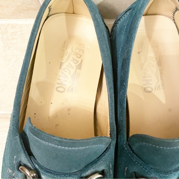 Salvatore Ferragamo Teal Turquoise Green Blue Loafers - Picture 2 of 12